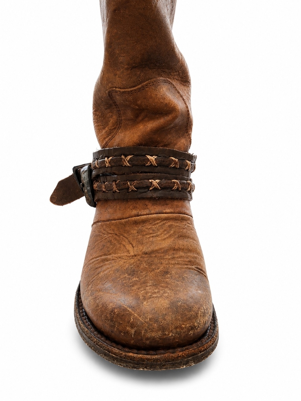 Freebird Knox Boots Size 6 Distressed Brown Leather Harness Boots Boho Chic - Picture 8 of 16